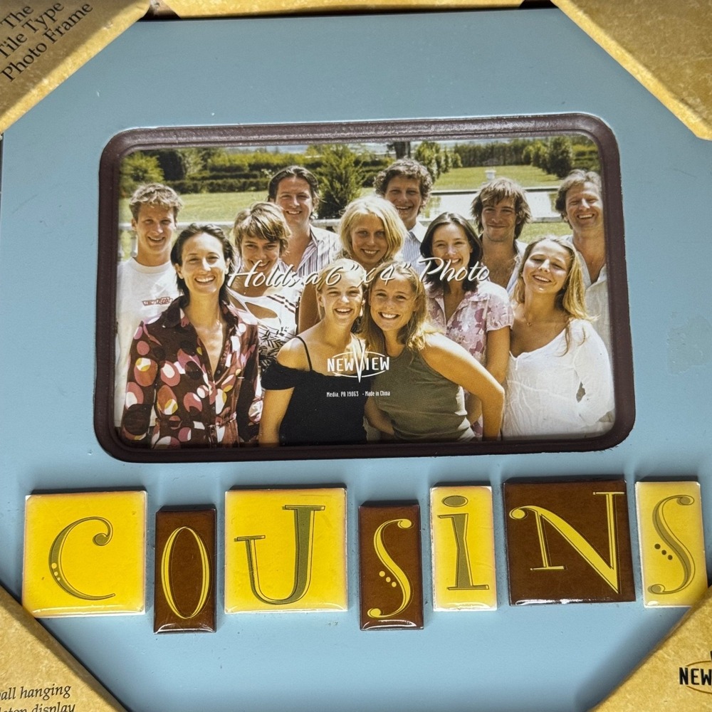 New View Cousins Tile Type Photo Frame 4x6 Blue‎ Yellow Brown Y2K Color Block